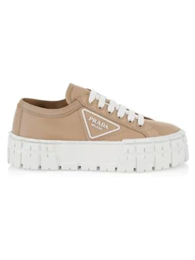 Prada Women's Lug-sole Platform Sneakers In Cammeo