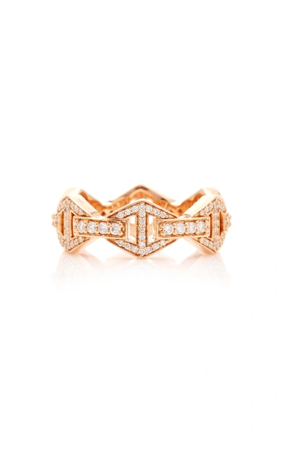 Walters Faith Keynes All Diamond Signature Hexagon Stackable Ring In Pink