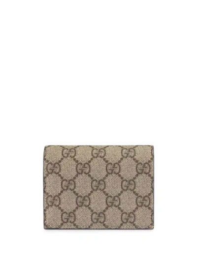 Gucci Gg Supreme Leather And Canvas Wallet In Neutrals