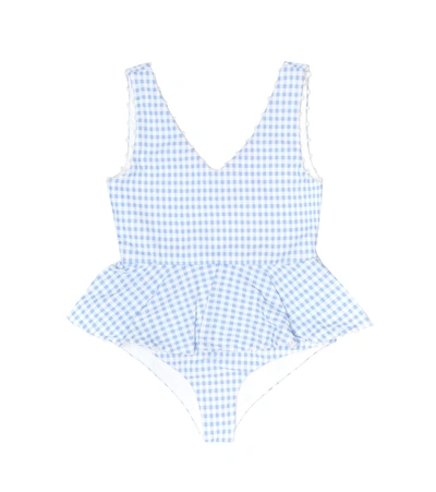 Marysia Bumby Kids' French Piana Gingham Swimsuit In Blue