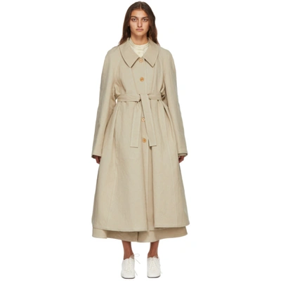Lemaire Belted Cotton-blend Canvas Coat In 204 Lt Beig