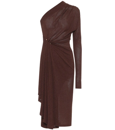 Dodo Bar Or Hanna One-shoulder Pinned Ribbed-jersey Dress In Brown