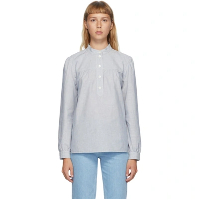 Apc Loula Striped Cotton-gauze Blouse In Iah/bluemulti