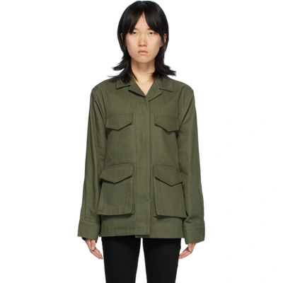 Totême Avignon Oversize Cotton Jacket In Green