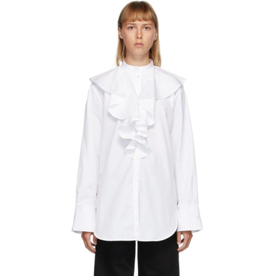 Totême Ruffled Cotton-poplin Shirt In White