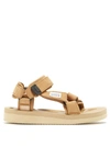 Suicoke Depa-v2nu Velcro-strap Nubuck Sandals In Beige