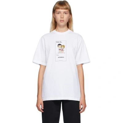 Vetements Love Is-print Cotton-jersey T-shirt In White