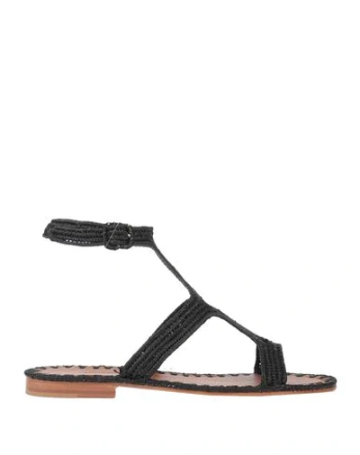 Carrie Forbes Hind Woven Raffia Sandals In Black