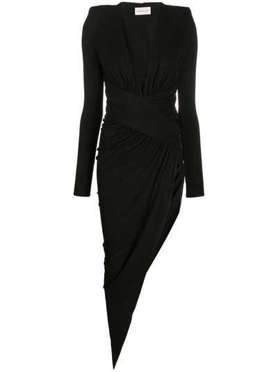 Alexandre Vauthier Asymmetrical Draped Stretch Jersey Dress In Black