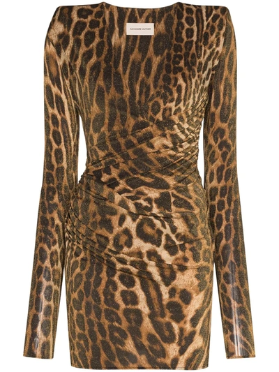 Alexandre Vauthier Leopard Print Lurex Jersey Mini Dress In Brown