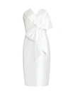 Badgley Mischka Scupture Bow-front Strapless Dress1 In White