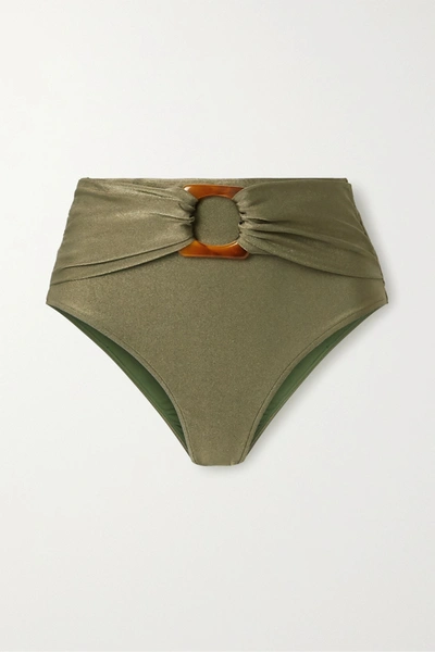 Patbo Embellished Metallic Bikini Briefs In Army Green