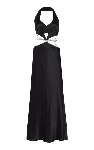 Michael Lo Sordo Women's Alexa Cutout Crystal-embellished Satin Maxi Dress In Black