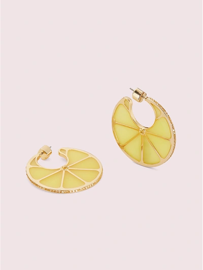 Kate Spade Tutti Fruity Lemon Hoops In Yellow