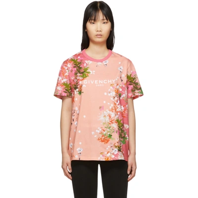 Givenchy Flower Printed Cotton Jersey T-shirt In 661 Pink