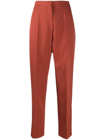 Rochas High-waist Cropped Trousers In Brown