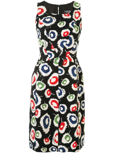 Pre-owned Chanel 1997 Patterned Dress In Black