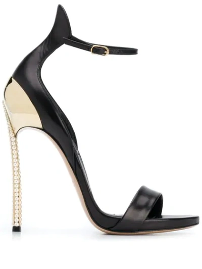 Casadei 130mm Pearl-embellished Sandals In Black