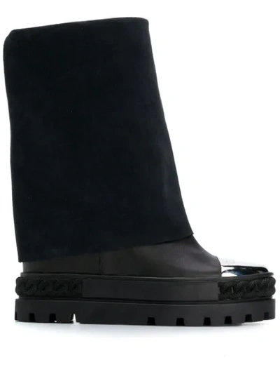 Casadei Wide Ankle Boots In Black