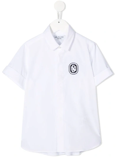 Neil Barrett Kids' Chest Embroidery Shirt In White