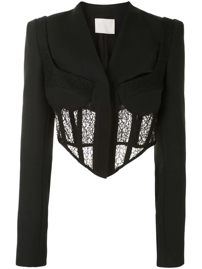 Dion Lee Compact Black Corseted Wool-blend Blazer