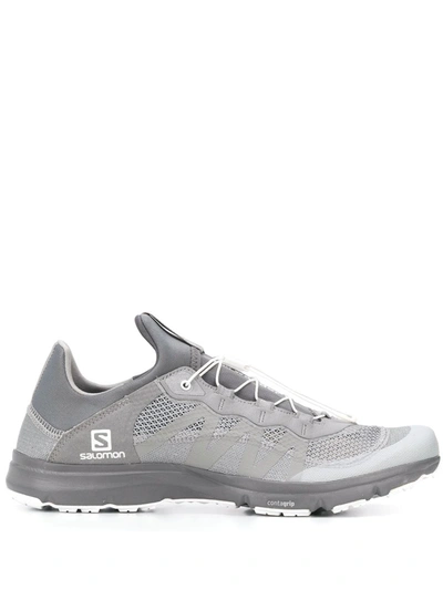 And Wander Salomon Xa Amphib Bold Reflective Mesh And Rubber Sneakers In Grey
