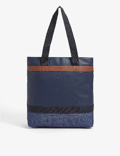 Ted Baker Jungles Cotton Canvas Tote Bag In Navy