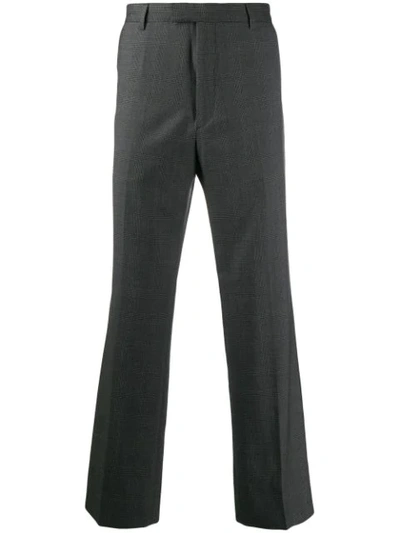 Prada Checked Straight-leg Trousers In Grey
