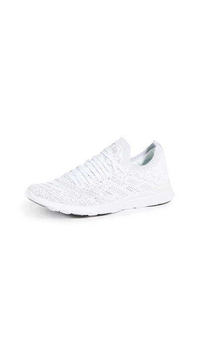 Apl Athletic Propulsion Labs 'techloom Wave' Knitted Lace Up Running Sneakers In White