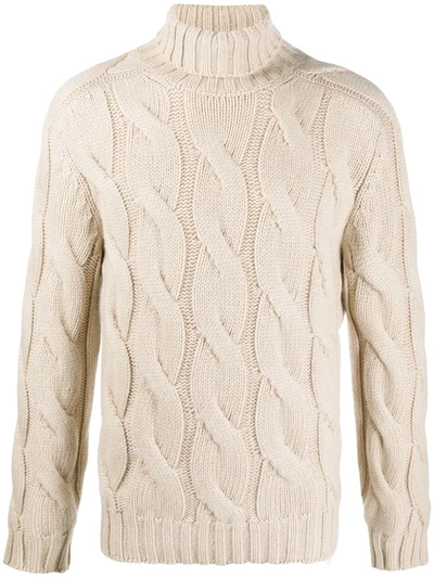 Brunello Cucinelli Oversized Cable-knit Cashmere Rollneck Sweater In Neutrals