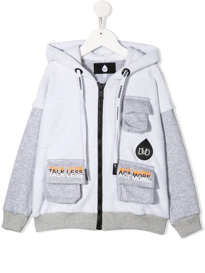 Duoltd Kids' Panelled Zip Hoodie In Grey