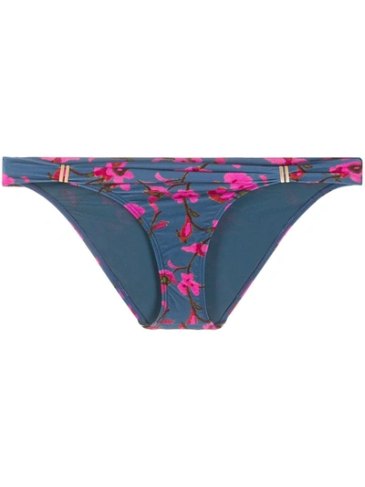 Vix Floral Print Bikini Bottoms In Blue