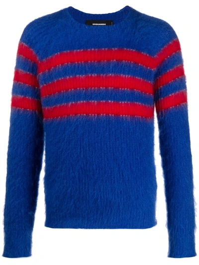 Dsquared2 Striped Knitted Jumper In Blue