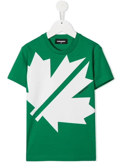Dsquared2 Teen Logo Print T-shirt In Green