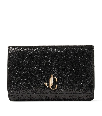 Jimmy Choo Palace Glitter Mini Bag In Black