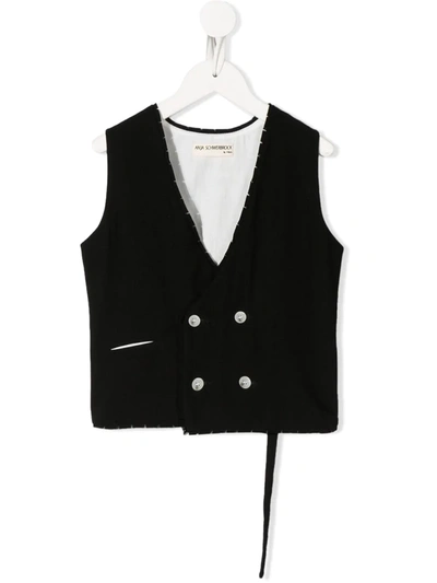 Anja Schwerbrock Kids' Lenio Double-breasted Waistcoat In Black