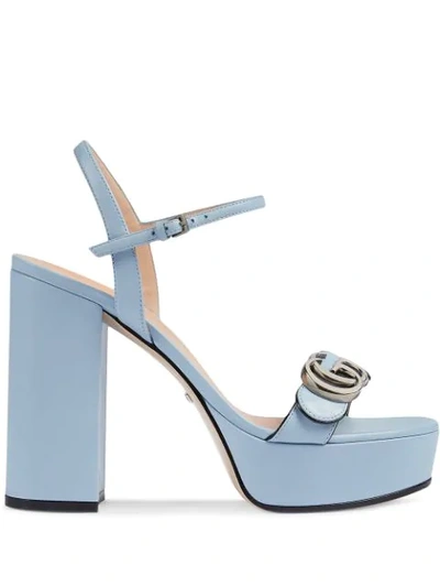 Gucci 115mm Block Heel Sandals In Blue