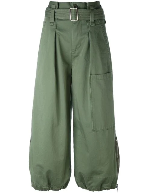 Marc Jacobs Cotton Sateen Belted Cargo Culottes In Military Green ...