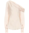 Simkhai Alice One-shoulder Satin Blouse In Dove
