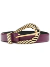 Alberta Ferretti Leather Belt With Maxi Buckle In Purple