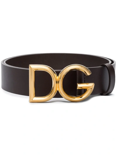 Dolce & Gabbana 35mm Leather Belt W/ D&g Buckle In Brown