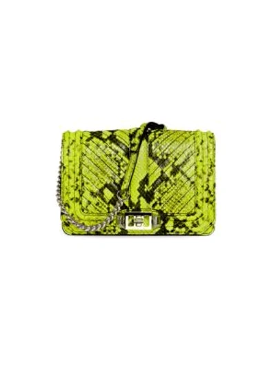 Rebecca Minkoff Small Love Chevron Quilted Neon Snakeskin embossed Leather Crossbody Bag In Neon Yellow ModeSens