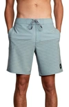 Rvca Current Stripe Water Repellent Board Shorts In Sage