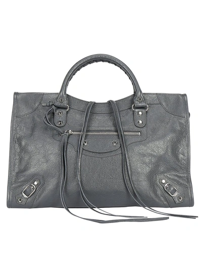Balenciaga Classic Medium Double Handles Tote Bag In Grey