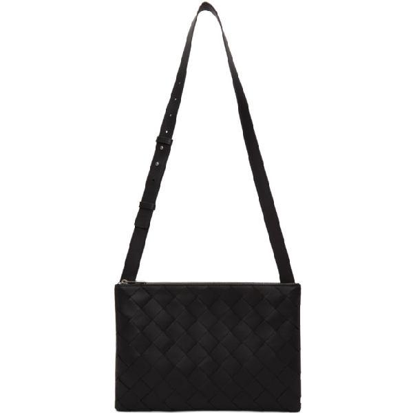 Bottega Veneta Large Leather Intrecciato Triple Messenger Bag In Black ...