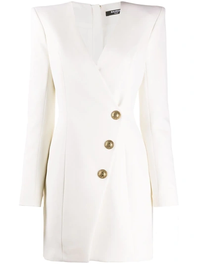 Balmain Wrap-style Blazer Dress In Neutrals