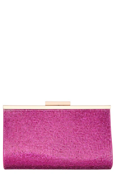 Nina Crystal Frame Clutch In Persian Rose