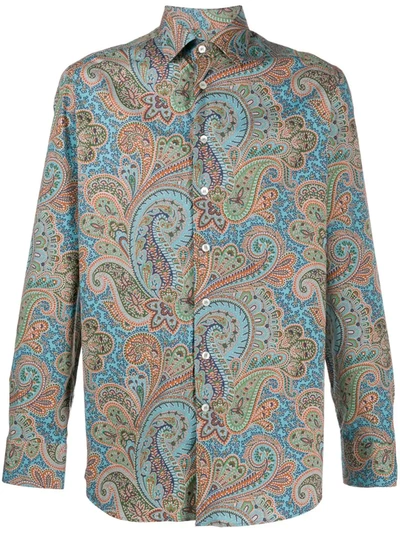 Etro Paisley Print Shirt In Blue