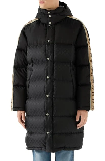 Gucci Gg Jacquard Nylon Coat In Black