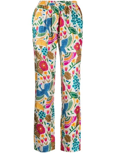 La Doublej Colombo Print Pyjama Trousers In Colombo Bianco
